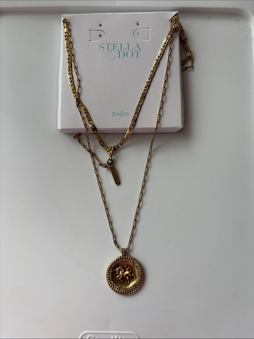 Stella & Dot Gold Double-Layered Coin Pendant Necklace